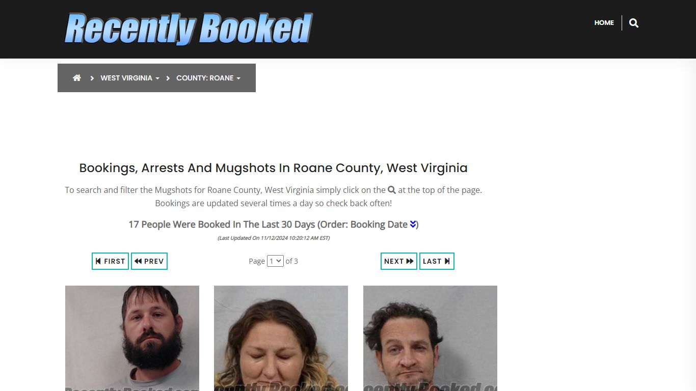 Bookings, Arrests and Mugshots in Roane County, West Virginia