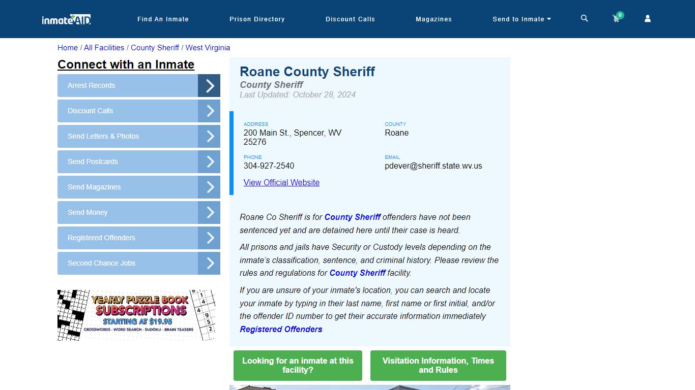 Roane County Sheriff Inmate Search